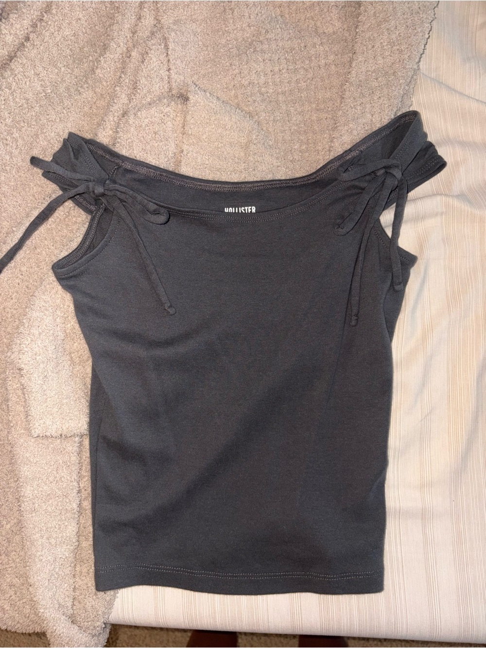Hollister Charcoal Tie-Shoulder Tank